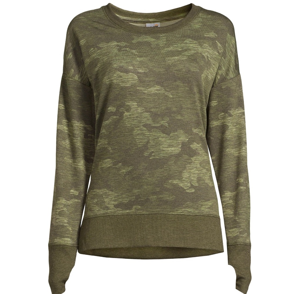 Avia Women’s Long Sleeve Drop Shoulder Soft T-shirt Top with  Slide Slit